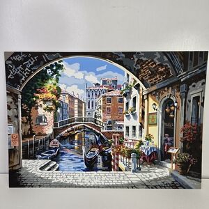 VTG Archway to Venice‎ Finished Acrylic Pait By Numbers 20×14 Italy Canal